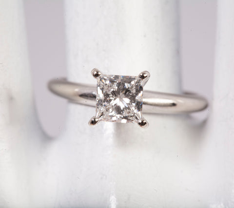 Ladies 14k White 1.03 CT Gold Princess Cut Lab Grown Diamond Engagement Ring