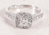 Ladies Halo Mutli Cut 14k White Gold Diamond Engagement Ring 0.98CWT