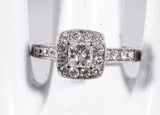 Ladies Halo Mutli Cut 14k White Gold Diamond Engagement Ring 0.98CWT