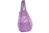 Authentic Christian Dior Light Purple Cannage Quilted Satin Nylon Charming Tote Bag