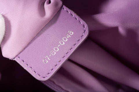 Authentic Christian Dior Light Purple Cannage Quilted Satin Nylon Charming Tote Bag