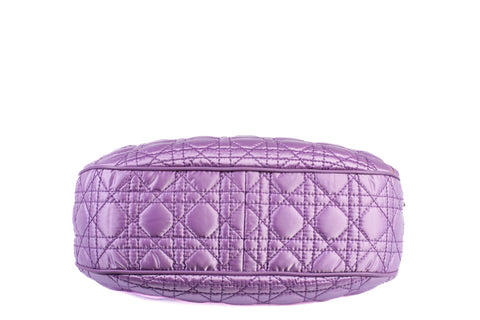 Authentic Christian Dior Light Purple Cannage Quilted Satin Nylon Charming Tote Bag