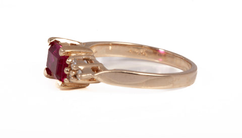 Ruby Diamond Accent 14k Yellow Gold .06 TCW Ring