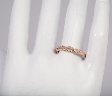 Ladies 14k Rose Gold Infinity Forever Eternity Crossover Stackable Band