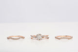 Ladies 14k Rose Gold Round Cut Diamond Engagement Ring Set