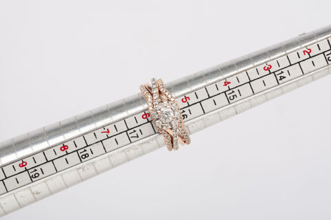 Ladies 14k Rose Gold Round Cut Diamond Engagement Ring Set