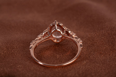 Ladies 10k Rose Gold Pink Morganite with Diamond Accents Engagement Ring