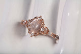Ladies 10k Rose Gold Pink Morganite with Diamond Accents Engagement Ring