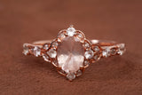 Ladies 10k Rose Gold Pink Morganite with Diamond Accents Engagement Ring