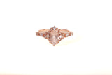 Ladies 10k Rose Gold Pink Morganite with Diamond Accents Engagement Ring