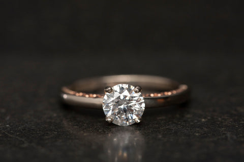 Genuine 1.02 ct F/I Round Cut Diamond Solitaire Engagement Ring 14K Rose Gold