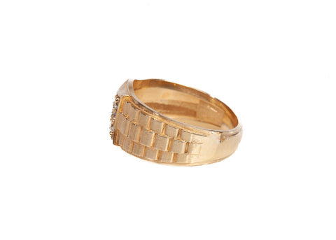 Men's 14k Yellow Gold Lab Grown Diamond Rolex Style Band