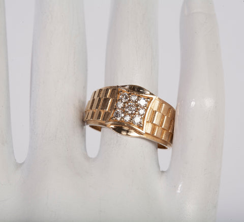 Men's 14k Yellow Gold Lab Grown Diamond Rolex Style Band