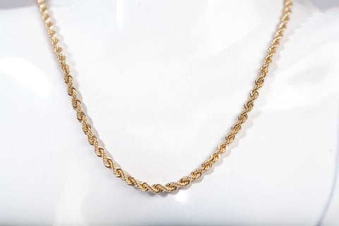 Unisex 14k Yellow Gold Rope Style Chain 24"