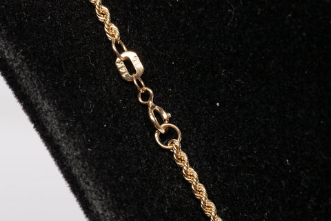 24" 14k Yellow Gold Rope Style Link Chain