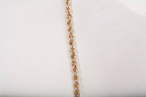 Unisex 14k Yellow Gold Rope Style Chain 24"