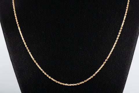 Unisex 14k Yellow Gold Rope Style Chain 24.5"