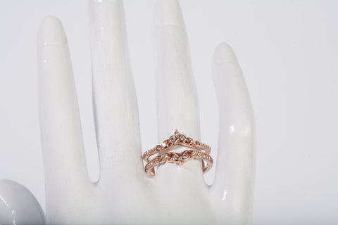 Ladies 10k Rose Gold Chevron Enhancer Diamond Ring Size 7