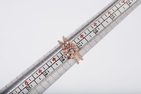 Ladies 10k Rose Gold Chevron Enhancer Diamond Ring Size 7