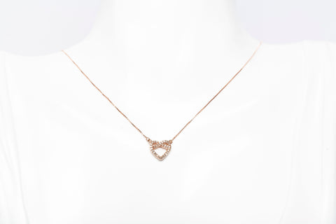 Ladies Dainty 10k Rose Gold Heart Pendant Necklace