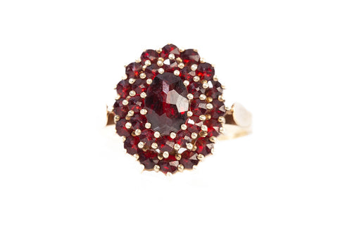 Vintage 14k Yellow Gold Ruby Cluster Ring Size 6.5