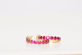 Ladies Dainty 18k Yellow Gold Ruby C-Hoop Earrings