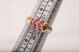 Ladies 14k Yellow Gold Ruby and Diamond Cluster Ring