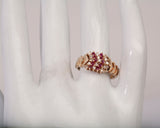 Ladies 14k Yellow Gold Ruby and Diamond Cluster Ring