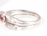 Vintage Ruby Diamond Accent 18k White Gold Soldered .15 tcw. Engagement Ring