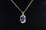 Gorgeous 10k Yellow Gold Blue Sapphire Diamond Accent Pendant .05CTW