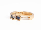 Ladies 18k Yellow Gold Sapphire & Diamond Huggie Hoop Earrings