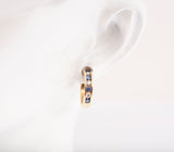 Ladies 18k Yellow Gold Sapphire & Diamond Huggie Hoop Earrings