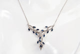 Ladies 10k White Gold Vine Sapphire and Diamond Pendant Necklace