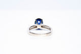 Ladies Platinum Oval Sapphire & Diamond Accent Ring Size 6.25