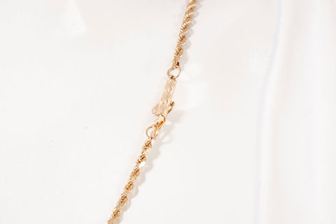 Unisex 14k Yellow Gold Rope Style Chain