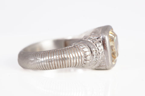 Ladies Sterling Silver .925 Bezel Citrine Ring Size 7