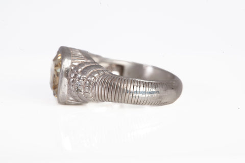 Ladies Sterling Silver .925 Bezel Citrine Ring Size 7