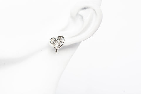 Heart Shaped Cubic Zirconia Accented Sterling Silver .925 Stud Earrings