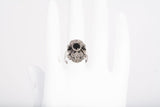 Ladies .925 Sterling Silver Black Onyx Marcasite Ring Size 5.5