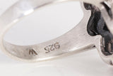 Ladies .925 Sterling Silver Black Onyx Marcasite Ring Size 5.5