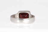 Ladies Sterling Silver .925 Bezel Garnet Ring Size 5.5