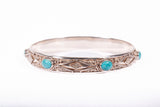 Vintage Ladies Indonesian Green Turquoise Bangle .925 Sterling Silver