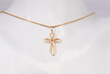 14k Yellow Gold Infinity Cross Diamond Pendant 0.01CTW