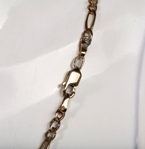 Unisex 14k Yellow Gold Figaro Style Chain 24"
