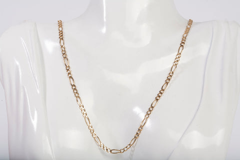 Unisex 14k Yellow Gold Figaro Style Chain 24"