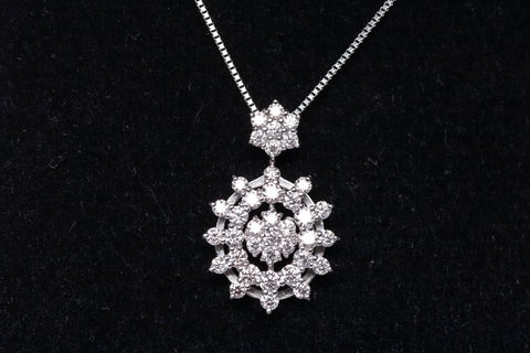 Ladies Snowflake Diamond .59 TCW Platinum 850 Adjustable Necklace