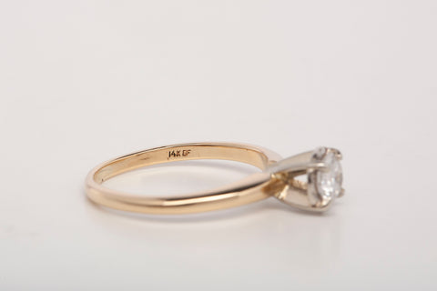 Ladies 14k Yellow Gold .36 CT Solitaire Diamond Engagement Ring Size 5