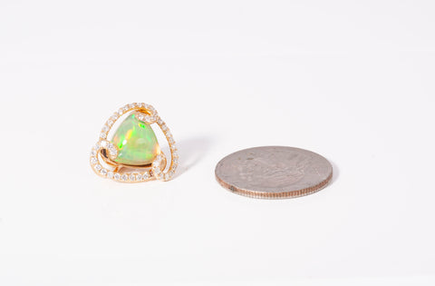 STAUER 14k Yellow Gold Opal & Diamond Accented Clip on Earrings 0.84CTW