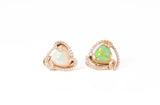 STAUER 14k Yellow Gold Opal & Diamond Accented Clip on Earrings 0.84CTW