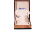 Stauer 14k White Gold White with Blue Diamond Halo Dangle Earrings